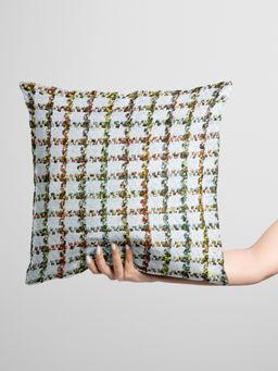 BIANCA - White Geometric Decorative Hand Loom Cotton Jute Cushion Cover