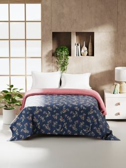 KOPA - Navy Blue Floral Extra Smooth Micro Dohar (Double)