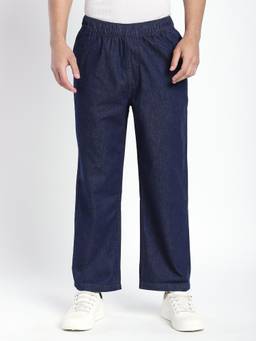 R&B - Men Blue Pure Cotton Relaxed Fit Mid Rise Jeans
