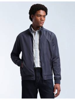 Flying Machine - Navy Blue Men's Solid Regular Fit Casual Jacket