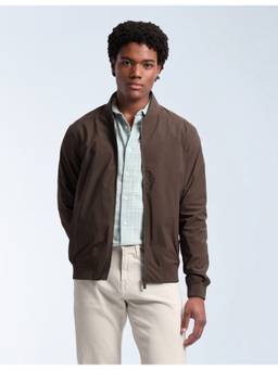Flying Machine - Brown Men's Solid Regular Fit Bomber Jacket