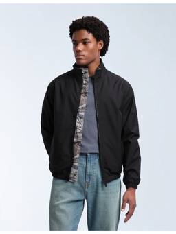 Flying Machine - Black Men's Solid Regular Fit Bomber Jacket