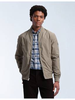 Flying Machine - Taupe Men's Solid Regular Fit Bomber Jacket
