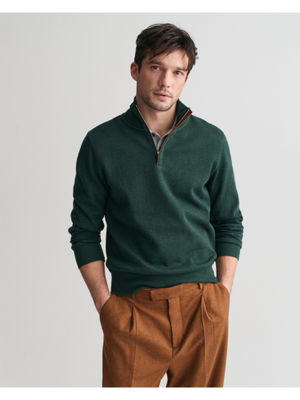 Gant Men Regular Green Textured Sweatshirt