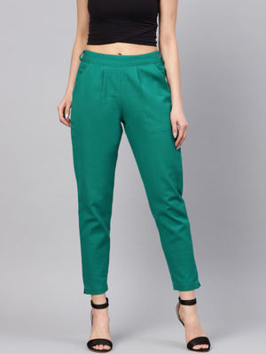 Surfie Green Blooming Vichitra Pant Straight main image 1