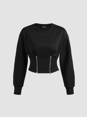 Cider Hoodies And Sweatshirts : Buy Cider Black Solid Hooded Corset Online  | Nykaa Fashion
