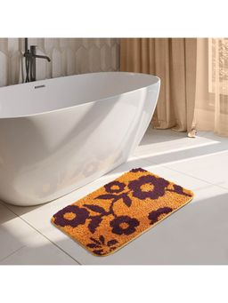 OBSESSIONS - Printed Anti-Skid Polyester Bath Mat, Mustard