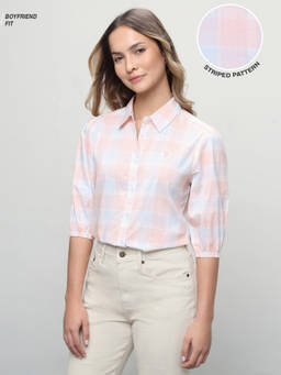 U.S. POLO ASSN. - Women Plaid Checked Boyfriend Fit Shirt