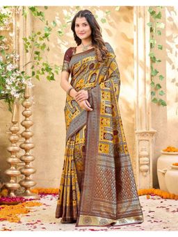 SATRANI - Mustard Weaving Silk Saree with Unstitched Blouse