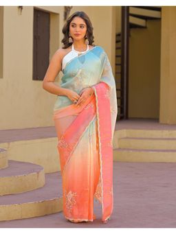 SATRANI - Multi-Color Sequins Embroidery Tissue Silk Saree with Unstitched Blouse