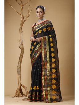 SLAGHA - Womens Ethnic Pure Cotton Saree without Blouse - Black