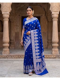 AMRUTKALA SAREES - Blue Designer Banarasi Silk Kanjivaram Saree with Unstitched Blouse