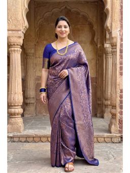 AMRUTKALA SAREES - Blue Designer Banarasi Silk Kanjivaram Saree with Unstitched Blouse