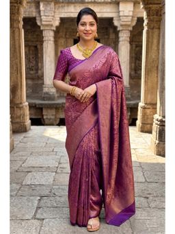 AMRUTKALA SAREES - Purple Designer Banarasi Silk Kanjivaram Saree with Unstitched Blouse