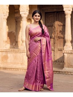 AMRUTKALA SAREES - Pink Designer Banarasi Silk Kanjivaram Saree with Unstitched Blouse