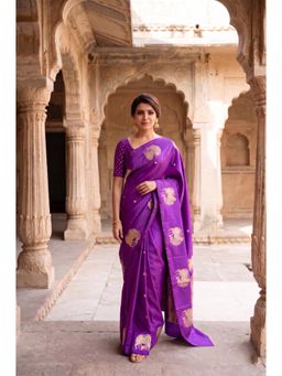 AMRUTKALA SAREES - Purple Designer Banarasi Silk Kanjivaram Saree with Unstitched Blouse