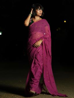 Suta - Pink Soft Mulmul Cotton Saree without Blouse