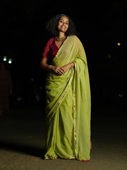 Suta - Light Green Mulmul Cotton Saree without Blouse