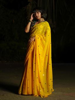 Suta - Yellow Soft Mulmul Cotton Saree without Blouse