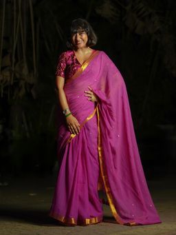 Suta - Pink Mul Cotton Saree without Blouse