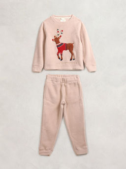 CHERRY CRUMBLE BY NITT HYMAN - Beige Reindeer Applique Nightsuit