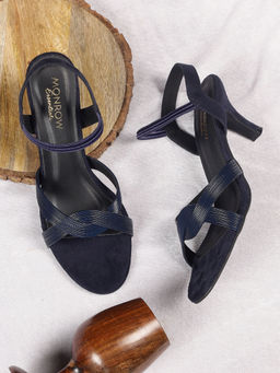 Monrow - Textured Navy Blue Kitten Heels