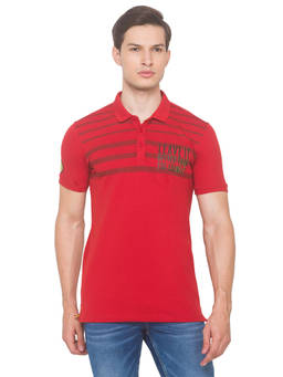 Spykar - Men Orange Slim Fit Polo T-shirt
