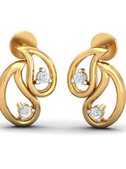 KuberBox - 18K Double Paisley Gold Stud Earring for Women and Girls