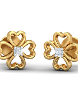 KuberBox - 18K Quadro Classica Gold Stud Earring for Women and Girls