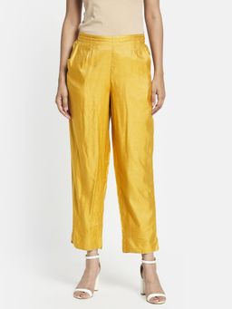 Fabindia - Mustard Viscose Silk Embroidered Ijar