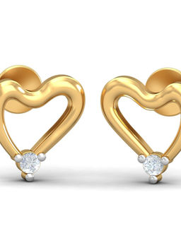 KuberBox - 18K Cheerful Heart Gold Stud Earring for Women and Girls