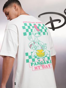 HIGHLANDER - Men Donald Duck White Crew Neck Drop Shoulder T-Shirt