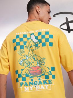 HIGHLANDER - Men Donald Duck Yellow Crew Neck Drop Shoulder T-Shirt