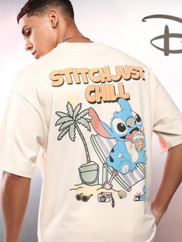 HIGHLANDER - Men Cream Stitch Crew Neck Short Sleeve Drop Shoulder T-Shirt