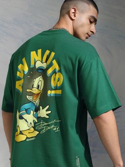 HIGHLANDER - Donald Duck Men Crew Neck Drop Shoulder Oversized T-Shirt - Green