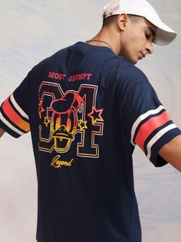 HIGHLANDER - Donald Duck Men Crew Neck Oversized T- Shirt - Navy Blue