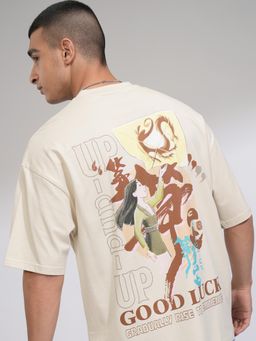 HIGHLANDER - Mulan Men Cream Drop Shoulder Crew Neck T-Shirt