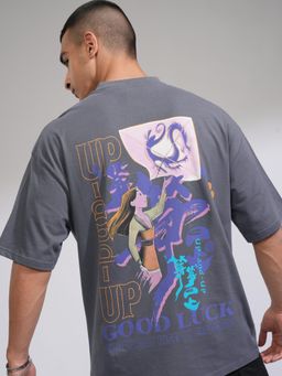 HIGHLANDER - Mulan Men Grey Drop Shoulder Crew Neck T-Shirt