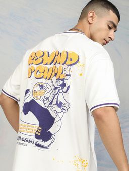 HIGHLANDER - Goofy Men White Crew Neck Drop Shoulder Oversized T-Shirt