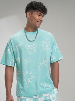 HIGHLANDER - Men Blue Drop Shoulder Crew Neck T-Shirt