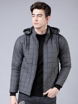 HIGHLANDER - Men Grey Solid Puffer Jacket