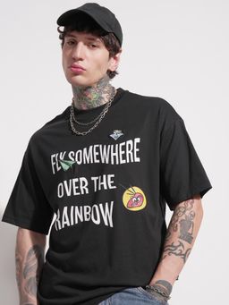 HIGHLANDER - Men Black Crew Neck Oversized T-Shirt