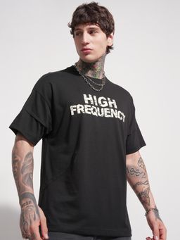 HIGHLANDER - Men Black Crew Neck Oversized Drop Shoulder T-Shirt