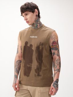 HIGHLANDER - Printed Crew Neck Cotton Relaxed Fit T-Shirt - Brown