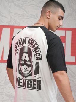 HIGHLANDER - Captain America Men White Crew Neck Raglan Sleeve Oversized T-Shirt