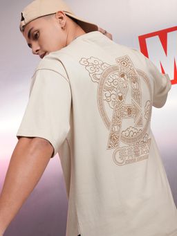 HIGHLANDER - Men Avenger Cream Crew Neck Oversized Drop Shoulder T-Shirt