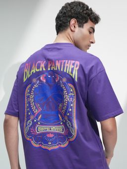 HIGHLANDER - Black Panther Men Oversized Drop Shoulder Crew Neck T-Shirt - Purple