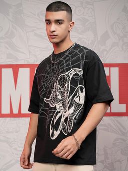 HIGHLANDER - Spider-Man Men Black Crew Neck Drop Shoulder T-Shirt