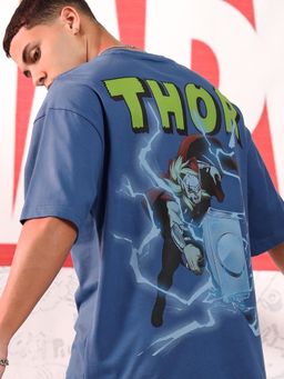 HIGHLANDER - Men Blue Thor Crew Neck Short Sleeve Oversized Drop Shoulder T-Shirt