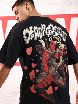 HIGHLANDER - Men Black Deadpool Crew Neck Short Sleeve Oversized Drop Shoulder T-Shirt